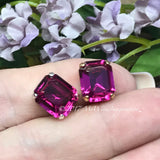 Fuchsia 12x10mm Octagon, Vintage Swarovski Crystal art 4610 With Setting