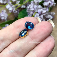 Blue Zircon, Lab-Created Faceted Gemstone, 9x7mm Oval, Your Choice SP or GP Setting