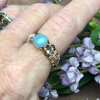 Swarovski Crystal Pearl Handmade Ring, Iridescent Light Blue Pearl 14K GF US Size 7