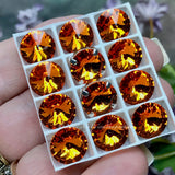 Tangerine Orange, Swarovski Crystal 10mm Rivoli, Sew On Crystal with Setting