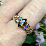 Vitrail Dark Vintage Swarovski Crystal Handmade Ring 14K GF US Size 6.5