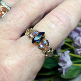 Vitrail Dark Vintage Swarovski Crystal Handmade Ring 14K GF US Size 9