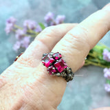 Ruby Squared, Sterling Silver, Multi-Stone Handmade Ring, Lab Created Ruby Ring, Made to Order