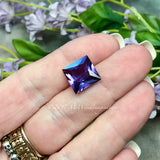 Faceted Alexandrite, 12 x 12mm  Square,  9.5 ct Faceted Color Change Gemstone