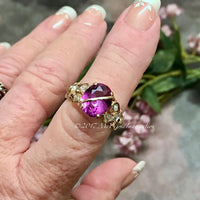 Alexandrite and Crystal Ring, Handmade Ring in 14K GF in Size 6