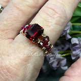 Ruby Red Octagon, Vintage Swarovski Crystal, Handmade Ring, July Birthstone, US Size 5.5