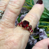 Ruby Red Octagon, Vintage Swarovski Crystal, Handmade Ring, July Birthstone, US Size 5.5