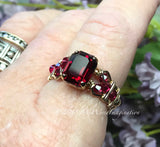 Ruby Red Octagon, Vintage Swarovski Crystal, Handmade Ring, July Birthstone, US Size 7