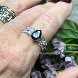 Montana Sapphire Blue, Vintage Swarovski Crystal Hand Crafted Ring Made to Order in Sterling Silver or 14K GF