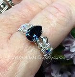 Montana Sapphire Blue, Vintage Swarovski Crystal Hand Crafted Ring Made to Order in Sterling Silver or 14K GF