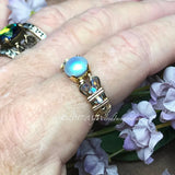 Swarovski Crystal Pearl Handmade Ring, Iridescent Light Blue Pearl 14K GF US Size 7
