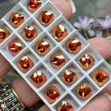 Crystal Copper, Genuine Swarovski Crystal, 8mm Cushion Cut Art 4470 with Setting