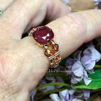 Dark Red & Light Rose AB, Swarovski Crystal Handmade Ring, Made to Order in SS or 14K GF