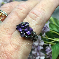Alexandrite Squared, Sterling Silver, Multi-Stone Handmade Ring, June Birthstone, Made to Order