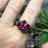 Ruby Squared, Sterling Silver, Multi-Stone Handmade Ring, in Sterling Silver US Size 8