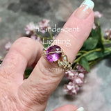 Alexandrite and Crystal Ring, Lab Created Color Change Gemstone, Made to Order Ring