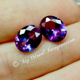 Alexandrite, Color Change, Lab-Grown, Lab-Created Faceted Gemstone, 11x9 Oval, SP or GP Setting  June Birthstone