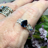 Montana Sapphire Blue, Vintage Swarovski Crystal Hand Crafted Ring Made to Order in Sterling Silver or 14K GF