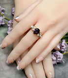 Alexandrite Pear Shape Handmade Ring, Lab Alexandrite & Swarovski Pearl, June Birthstone