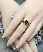 Hydrothermal Green Quartz, Erinite Green Handmade Ring 14K GF US Size 6.5