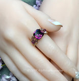 Genuine Swarovski Crystal, Vintage Amethyst Handmade Ring, 14K GF US Size 6.5