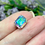 Crystal AB 1 Pc 12x10mm Swarovski Octagon 4610, With Silver or Gold Plated Setting