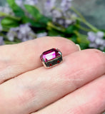 Fuchsia Octagon Rhinestone, 2 pcs Swarovski Crystal 10x8mm, With Setting