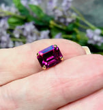 Fuchsia Octagon Rhinestone, 2 pcs Swarovski Crystal 10x8mm, With Setting