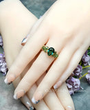 Hydrothermal Green Quartz, Erinite Green Handmade Ring 14K GF US Size 6.5