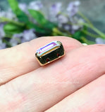 Crystal AB 1 Pc 12x10mm Swarovski Octagon 4610, With Silver or Gold Plated Setting