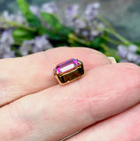 Fuchsia Octagon Rhinestone, 2 pcs Swarovski Crystal 10x8mm, With Setting