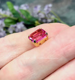 Rose Pink 2 Pcs Transparent Rhinestone, Swarovski Crystal 10x8mm, With Setting