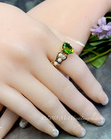 Pearl and Peridot, Handmade Ring in 14k GF, August Birthstone US Size 7