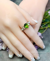 Pearl and Peridot, Handmade Ring in 14k GF, August Birthstone US Size 7