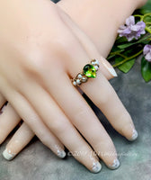 Pearl and Peridot, Handmade Ring in 14k GF, August Birthstone US Size 7