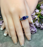 Sapphire Blue, Vintage Swarovski Crystal Handmade Ring, Made to Order