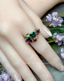 Mother's Ring, Year of Gemstones, 12 Birthstone Handmade Ring 14K GF US Size 6.5