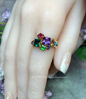 Mother's Ring, Family Birthstones Ring, Chakra Rainbow Ring, All Birthstone Colors, Made to Order