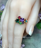 Mother's Ring, Year of Gemstones, 12 Birthstone Handmade Ring 14K GF US Size 6.5