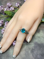 Paraiba Tourmaline Ring, Handmade Sterling Silver Ring US Size 7.5