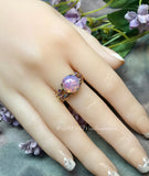 Pink Fire Opal, Vintage West German Glass Ring, Handmade Opal Ring