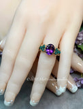 AAA Moroccan Amethyst Handmade Ring, Unique Engagement Ring in 14K GF, US Size 6.5