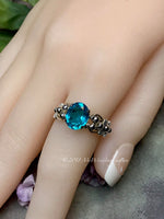 Paraiba Tourmaline Ring, Handmade Sterling Silver Ring US Size 7.5