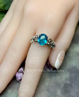 Paraiba Tourmaline Ring, Handmade Sterling Silver Ring US Size 7.5