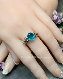 Paraiba Tourmaline Ring, Handmade Sterling Silver Ring US Size 7.5