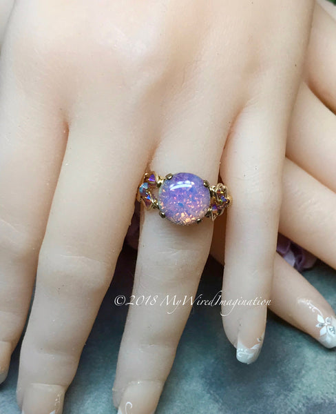 Pink Fire Opal, Vintage West German Glass Ring, Handmade Opal Ring – My ...