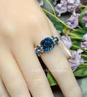 Swarovski Denim Blue Crystal, Handmade Sterling Silver Ring US Size 5.5