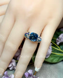 Swarovski Denim Blue Crystal, Handmade Sterling Silver Ring US Size 5.5