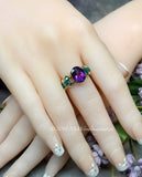 AAA Moroccan Amethyst Handmade Ring, Unique Engagement Ring in 14K GF, US Size 6.5