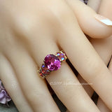 Hot Pink Sapphire Handmade Ring, with Blue Pearl or Rose Pink Crystals